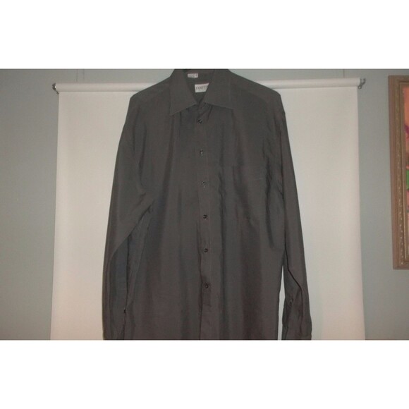 Zanetti Front Button Gray Dress Shirt SZ 42- 16 1/2 L.S 34/ 35 Made in Italy - Picture 1 of 4